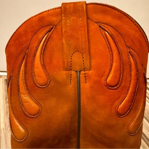 Frye Women's Tall Western Heeled Boots in Cognac Brown - Picture 10 of 14